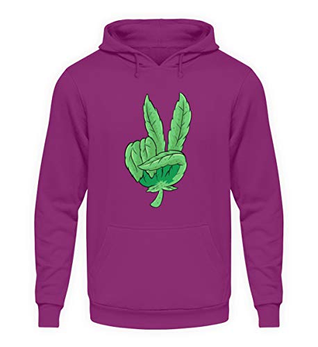 Peace Weed Cannabis Blatt Joint Gras Hanf lustig Kiffer Pulli Drogen - Unisex Kapuzenpullover Hoodie -S-Magenta Magic von Generisch