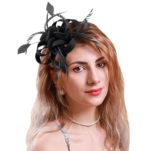 Pedometer Clip Fascinateurs pour femmes, chapeaux de fête de thé, couvre-chef de mariage, couvre-chef de mariée Lauf Stirnband Damen (Black, One Size) von Generisch