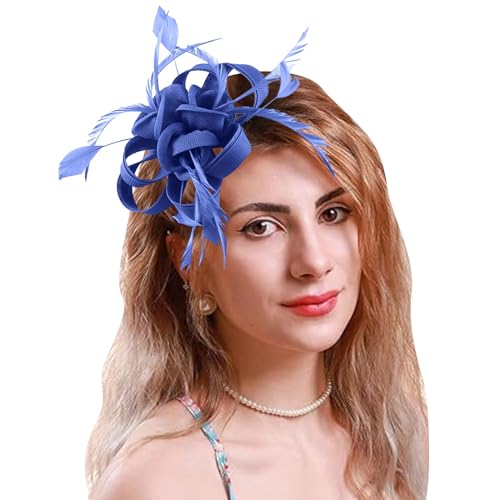 Pedometer Clip Fascinateurs pour femmes, chapeaux de fête de thé, couvre-chef de mariage, couvre-chef de mariée Lauf Stirnband Damen (Blue, One Size) von Generisch