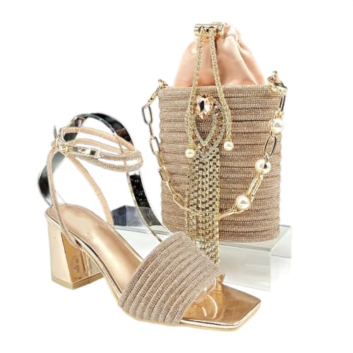 Peep-Toe-Heels-Taschen für Damen, Set mit Strasssteinen, personalisierbar, 103, 43.5 EU von Generisch