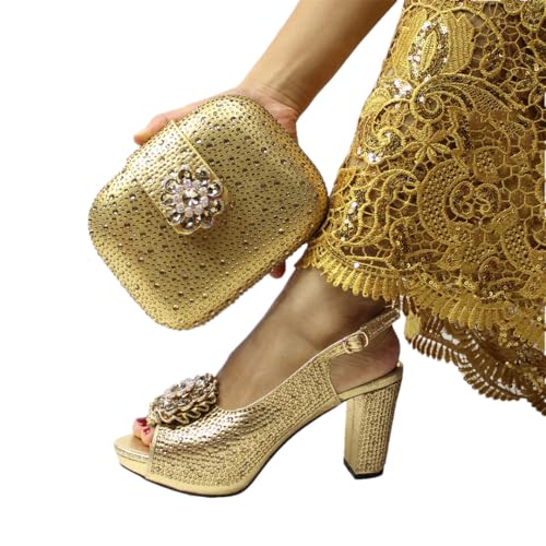 Peep Toe afrikanischer Frühling Herbst Damenschuhe und Tasche Set Frauen Hochzeit Party Sandalen Peep Toe afrikanischer Frühling Herbst Damenschuhe und Tasche Set Frauen Hochzeit Party Sandalen von Generisch