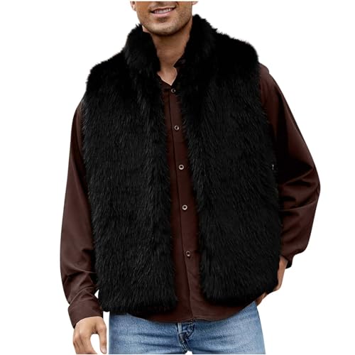 Pelz Weste Herren Kunstpelz Warm Winter Pelzweste Fellweste Weste Faux Pelz Ärmellose Jacke Steppweste Herren Plüsch Gefüttert Bequem Fellweste Winter von Generisch