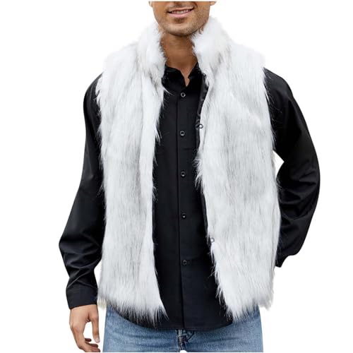 Pelz Weste Herren Kunstpelz Warm Winter Pelzweste Fellweste Weste Faux Pelz Ärmellose Jacke Steppweste Herren Plüsch Gefüttert Bequem Fellweste Winter von Generisch