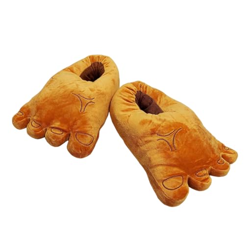 Pelzige Abenteuer-Hausschuhe für große Füße für Herren, Bequeme, neuartige, warme Winterfüße, Kostüm-Hausschuhe für Erwachsene (Khaki, One Size) von Generisch