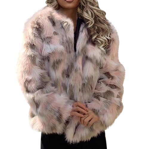 Pelzjacke Damen Modische Pelzmantel Plüschjacke Winter Warm Kunstpelz Jacke Fleecemantel Wintermantel Winterjacke Teddyfell Mantel Strickjacke Pelzjacke Faux Fur Jacke Kunstfell Jacken Felljacke von Generisch