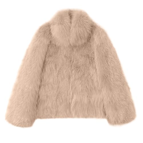 Generisch Pelzmantel Damen kurz Einfarbig Teddyfell Mantel Wintermantel Winterjacke Kunstpelz Jacke Winter Warm Fleecemantel Strickjacke Pelzjacke Faux Fur Jacke Kunstfell Jacken Felljacke Outwear von Generisch