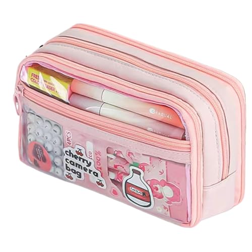 Pencil Case, Pencil Pen Case, Portable Pencil Case, Transparent Pencil Case, Portable Pencil Case with Woven Fabric Material, Pen Pouch Holder and Organizer for School Use von Generisch