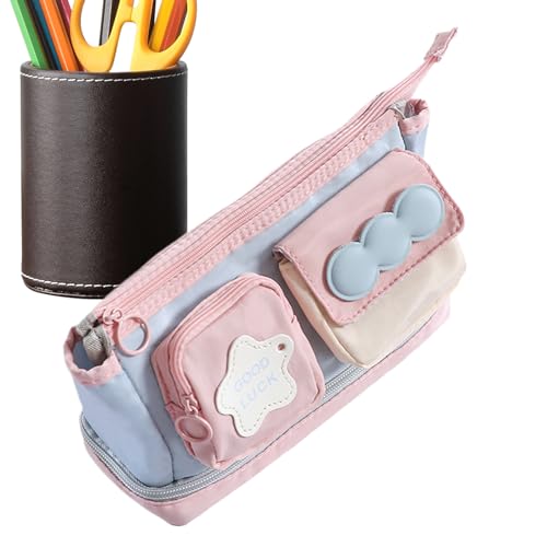 Pencil Case Polyester - 22x11.5x8,5 Cm Reißverschluss Mit Großer Kapazität Mit Reißverschlussbeutel | Schreibwaren Organizer Für Schulbedarf Eraser Lineal Marker Sticky Notes Art Class Travel Office von Generisch