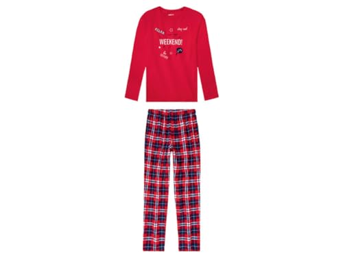 Pepperts Mädchen Pyjama - Lange Schlafhose + Langarm Oberteil - 100% Baumwolle (DE/NL/SE/PL, Numerisch, 134, 140, Regular, Rot) von Generisch