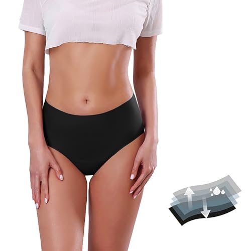 Perioden Bikini Damen Bikinihose Mädchen Teenager Bademode zum Schwimmen Auslaufsicher Menstruations Bikinis Slips High Waist Basic Schwarz Period Badehose 4-Lagig Nahtlos Wasserdichter Strand von Generisch