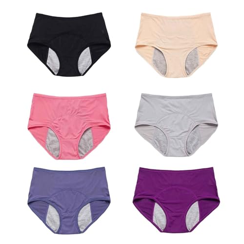Perioden UnterwäSche Damen Hohe SaugfäHigkeit MenstruationsunterwäSche PeriodenunterschwäSche Für Frauen MäDchen Hoher Taille Auslaufsichere Slips für Große Größen Atmungsaktiv (Grey, XXXXXXXXL) von Generisch