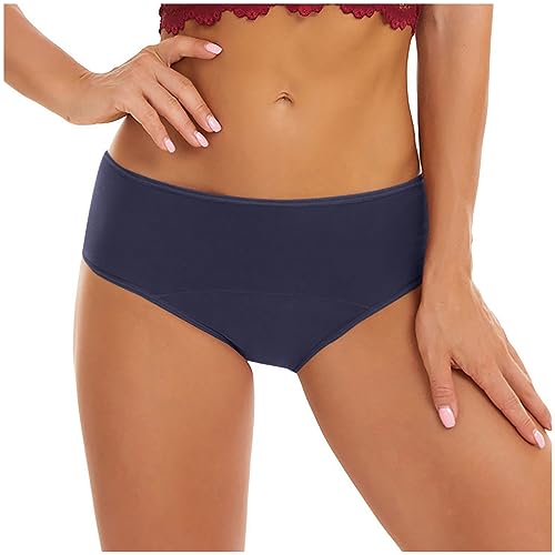 Periodenhose für Damen, starker Blutfluss, auslaufsicher, Menstruationsunterwäsche, einfarbig, nahtlos, Baumwolle, Übergröße, Hipster-Slip, atmungsaktiv, postpartale Schutzhöschen, navy, 50 von Generisch