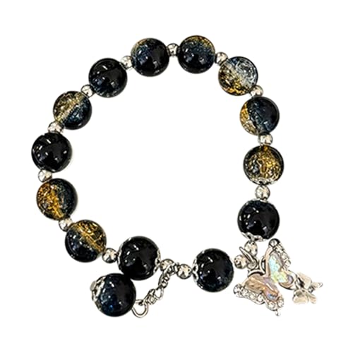 Perlenarmbänder für Frauen, Glasperlen, Armband, Schmetterling, Charm-Armband, Perlen, Schmetterlings-Armband für Frauen, lange Halskette, Einheitsgröße, Glas, Kein Edelstein von Generisch