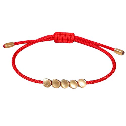 Perlenketten, Armband, Wachs, tibetisch, handgefertigt, Fadenseil, Kupfer und Armbänder, dicke kleine Kreolen, Einheitsgröße, Metall, Kein edelstein von Generisch