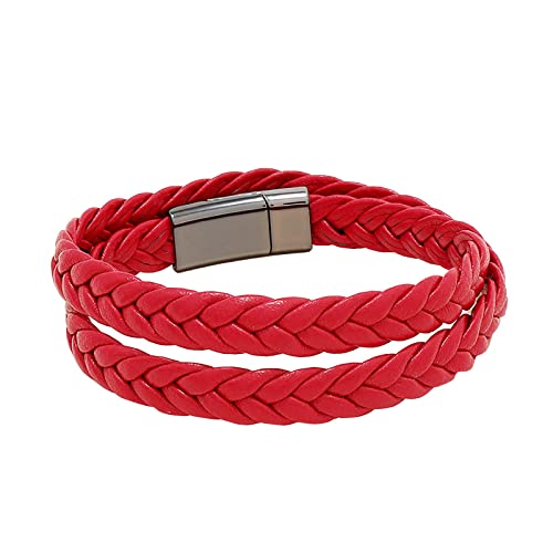 Perlenohrringe in schwarz oder braun - Herren Armband mit Magnetverschluss aus Edelstahl Lederarmband Herren inklusive extra mechanischem Chronograph, Einheitsgröße, Metall, Kein edelstein von Generisch