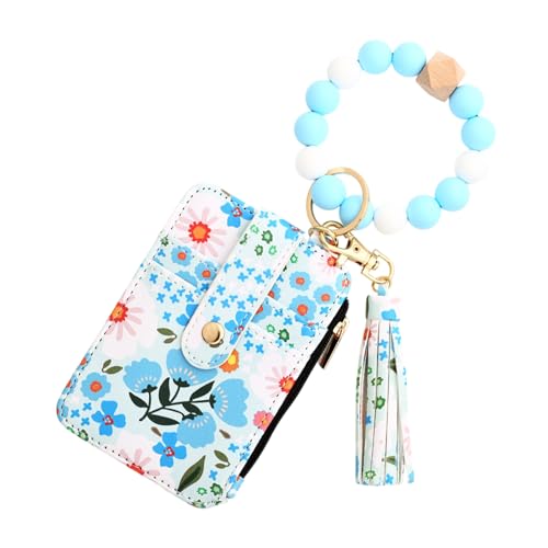 Perlenschlüsselschüsse Beutel, Quasten -Schlüsselbund Brieftasche | Tragbarer Tassel -Beutel -Kreditkarteninhaber,BOHEMIAN STYLE PU -Leder -Schlüsselanhänger Brieftasche für Frauen, Mädchen, Erwachsen von Generisch