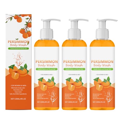 Persimmon Körperwaschmittel, Natürliche Deodcrant Duschgels für Ältere Menschen, Körperduschgel für Gesicht und Körper Wasch, Persimmon Körperwäsche für Männer Und Frauen (3) von Generisch
