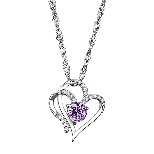 Personalisieren Sie Liebes Herz Halskette für Frauen Memorial Anhänger Schmuck Geschenk Katze (Purple One Size) von Generisch