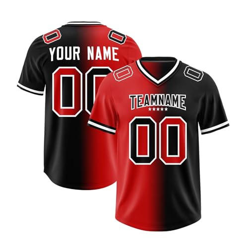 Personalisiert American-Football-Trikot Team Name Number & Logo Sports Uniform Football Jersey für Kinder Erwachsene Herren-Sporthemden Atmungsaktiv T-Shirt,Red Personalisiert American-Football-Trikot Team Name Number & Logo Sports Uniform Football Jersey für Kinder Erwachsene Herren-Sporthemden Atmungsaktiv T-Shirt,Red von Generisch