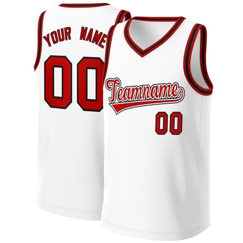 Personalisiert Basketball Trikot für Erwachsene Kinder, Basketball ärmelloser Jersey Shirt mit Name Nummer Team, Basketball Sportbekleidung Geschenke für Jungs Herren Mädchen, 3XS~5XL von Generisch