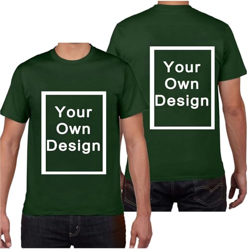 Personalisiert T-Shirt für Männer Selbst Gestalten Bild Text Entwerfen Logo Doppelseitiges Custom Kleidung Herren Bedrucken Eigenem Oberteile für Urlaub Party Strand Angebote Armeegrün L von Generisch