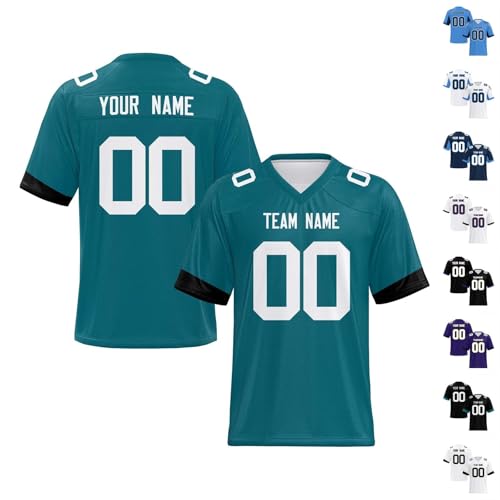 Personalisierte Amerikanische Fußball Trikots Team Name Nummer Logo, Anpassen Atmungsaktive Sport T-Shirts Schnell Trockene Rugby Uniform Feuchtigkeit Wicking Aktive Tops von Generisch