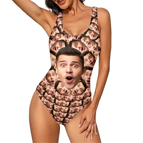 Personalisierte Badeanzug für Frauen - Benutzerdefinierte Gesicht Foto EIN Stück Badeanzug Lustige Bademode für Freundin Frau Personalisierte Swimsets Geschenke Strandparty Urlaub, S-XXL von Generisch