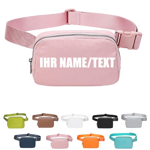 Personalisierte Bauchtasche Herren mit Gesticktem Namen, Bauchtasche Damen Klein, Gürteltasche Herren, für Joggen Laufen Sport Wandern Outdoor, für Männer Damen, Personalisierte Geschenke (Rosa) von Generisch