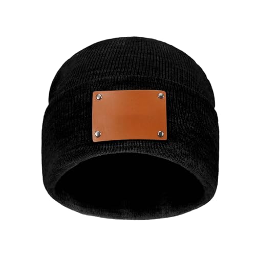 Personalisierte Beanie Erwachsenen Mütze Personalisiert Strickmütze mit Wunschtext Namen Mützen Selbst Gestalten Warme Wintermütze Damen Herren Custom Haube Einheitsgröße Mütze Schwarz von Generisch