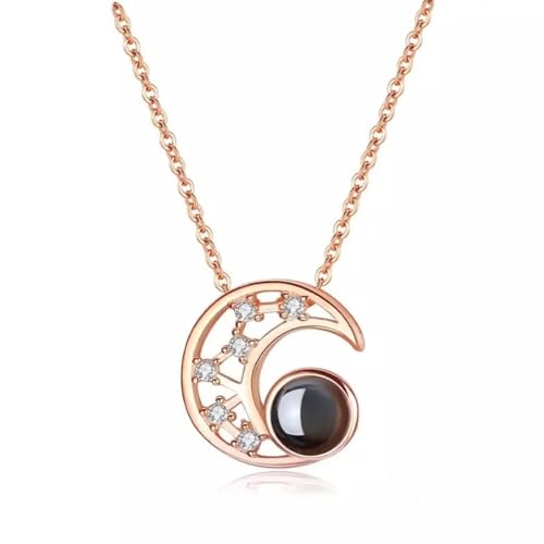 Personalisierte Bild-Halskette Projektions-Halskette Mit Foto Innen Ich Liebe Dich Halskette in 100 Sprachen Silber Roségold Anhänger Liebe Schmuck Geschenk Geburtstag Weihnachten Valentinstag (C) von Generisch