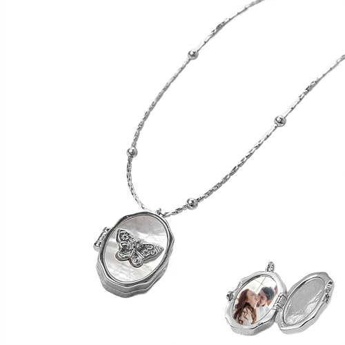 Personalisierte Foto-Medaillon-Halskette, personalisiertes Foto-Schmetterlings-Anhänger, Geschenk mit Bild, individuelles Schmuckgeschenk für Frauen, Mutter, ein- oder doppelseitige Foto-Optionen von Generisch