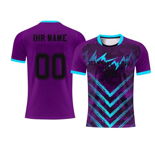 Personalisierte Fußball Trikot mit Namen Nummer Logo, Fussball Trikot T-Shirt Tops Jersey für Kinder Erwachsene Junge Mädchen Herrn Damen von Generisch