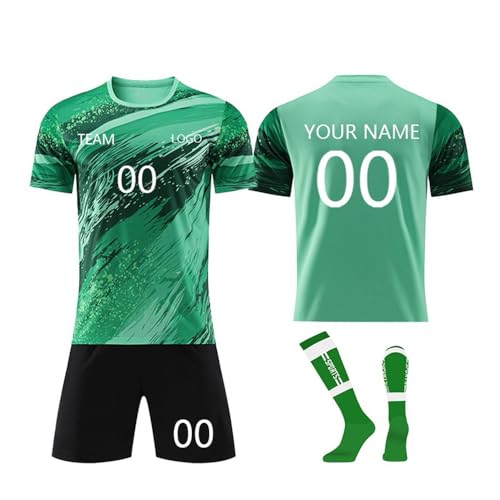 Personalisierte Fußball Trikots mit Namen Nummer Team Logo Kinder Erwachsene Fussball Trikot T-Shirt Shorts Socken Set von Generisch