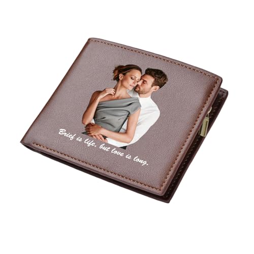 Personalisierte Geldbörse Herren mit Foto & Text Bedrucken Geldbeutel für Männer, Selbst Gestalten Portemonnaie Münzbörse Brieftasche Wallet Portmonee für Ehemann Vater Partner Freund von Generisch