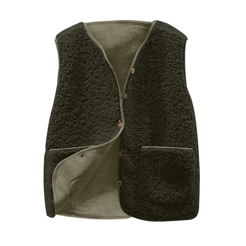 Personalisierte Geschenke Teddy Weste Damen Kurz Ärmellos Teddyjacke Winter Fleeceweste Übergangsjacke Einfarbig Winterjacke Fleecejacke Warm Winterweste Wintermantel Freizeit Locker von Generisch