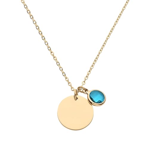 Personalisierte Halskette mit Gravur & Simulierte Geburtsstein, Schmuck Anhänger Kette mit Namen, Edelstahl Namenskette für Weihnachten Geburtstag von Generisch