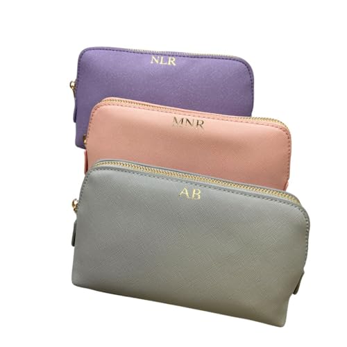 Personalisierte Kosmetiktasche, individuelle Make-up-Tasche, Geschenk für sie, personalisiertes Geschenk für sie, Mongram Kulturbeutel, personalisierter Kosmetikkoffer, Lavendel mit goldfarbenem von Generisch