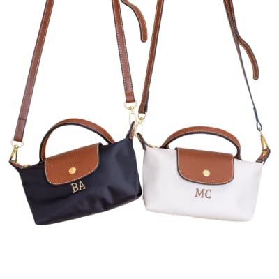 Personalisierte Mini-Nylon-Umhängetasche mit gestickten Initialen – Kleine Shopper-Tote – Individuelles Geschenk – Crossbody Bag von Generisch