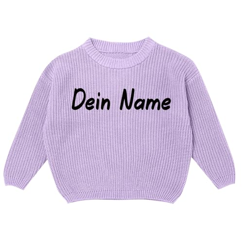 Personalisierte Pullover Baby 3 Monate - 7 Jahre Strickpullover Name Brief Stickerei Neugeborene/Kleinkinder Jungen Mädchen Winter Babykleidung Baumwolle Pulli Gestrickt Sweater von Generisch