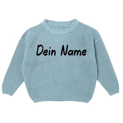 Personalisierte Pullover Baby 3 Monate - 7 Jahre Strickpullover Name Brief Stickerei Neugeborene/Kleinkinder Jungen Mädchen Winter Babykleidung Baumwolle Pulli Gestrickt Sweater von Generisch