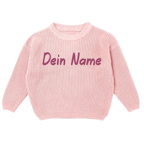 Personalisierte Pullover Baby 3 Monate - 7 Jahre Strickpullover Name Brief Stickerei Neugeborene/Kleinkinder Jungen Mädchen Winter Babykleidung Baumwolle Pulli Gestrickt Sweater von Generisch
