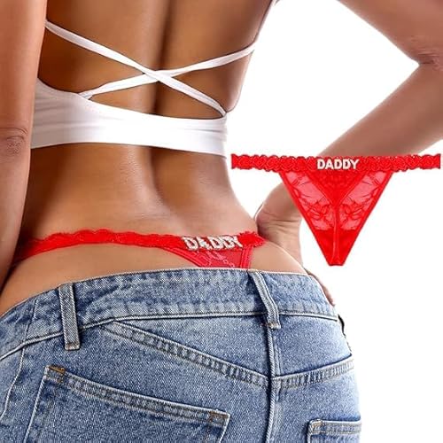 Personalisierte Tangas mit Namen, 2 Stück Tanga String Mit Namen Spitze Höschen Unterwäsche Damen Freundin Hochzeit von Generisch