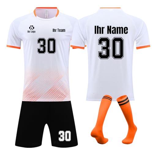 Personalisierte Trikots Kinder Fußball Set Herren Trikot mit Eigenem Namen Nummer Logo Team Fussballtrikot Jungen Trikots Shorts Socken Set von Generisch