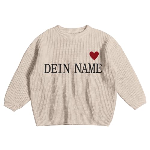 Personalisierter Baby Pullover mit Name Individuell Gestrickter Pulli mit handgesticktem, Winter Babykleidung Einzigartiges Geschenk für Neugeborene Jungen Mädchen 0 Monate - 8 Jahre von Generisch