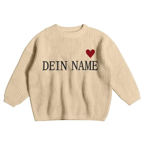 Personalisierter Baby Pullover mit Name Individuell Gestrickter Pulli mit handgesticktem, Winter Babykleidung Einzigartiges Geschenk für Neugeborene Jungen Mädchen 0 Monate - 8 Jahre von Generisch
