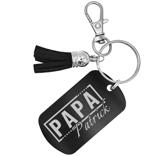 Personalisierter Schlüsselanhänger aus Aluminium – Gravur 'Papa' mit individuellem Namen und Wunschtext – in verschiedenen Farben erhältlich, Geschenk für Väter (Papa) von Generisch