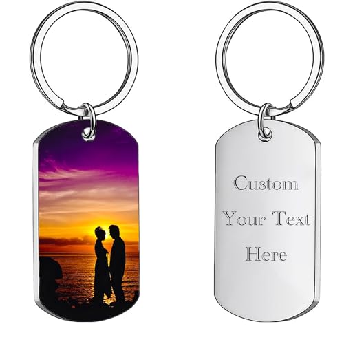 Personalisierter Schlüsselanhänger für Männer und Frauen mit Bild, personalisierte Gravur, Foto/Text, Schlüsselanhänger, Geschenkideen für Paare von Generisch