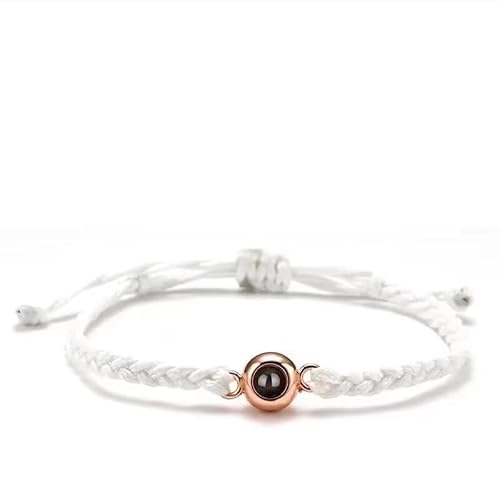 Personalisiertes, geflochtenes Seil-Armband für Damen und Herren, Projektionsarmband mit Familienpaar, Bild im Inneren, Schmuckgeschenk, Einstellbar, Stein, Stein von Generisch