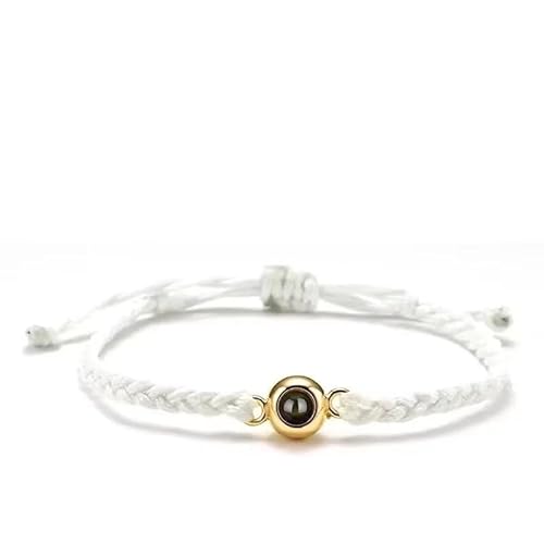 Personalisiertes, geflochtenes Seil-Armband für Damen und Herren, Projektionsarmband mit Familienpaar, Bild im Inneren, Schmuckgeschenk, Einstellbar, Stein, Stein von Generisch