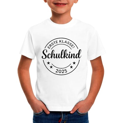 Personalisiertes Erste Klasse Schulkind 2025 Junge mit Namen Schulanfang Einschulung Erstklässler Drucker Kinder T-Shirt Mädchen Oversized T-Shirts Sommer Short Sleeve Oberteile 3-14 Jahre von Generisch